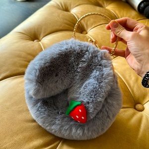 Cute and fluffy rabbit Grey bag